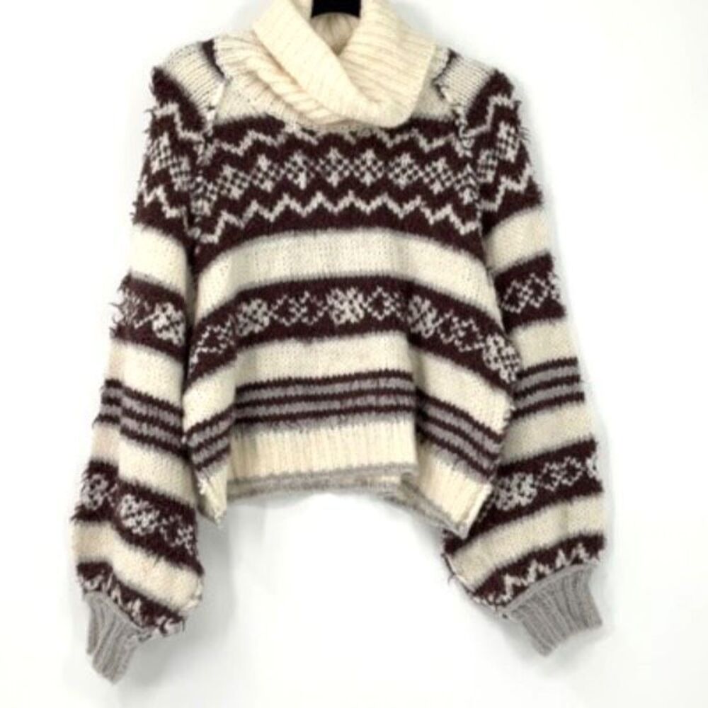 FREE PEOPLE Oversize Turtleneck Knit Sweater